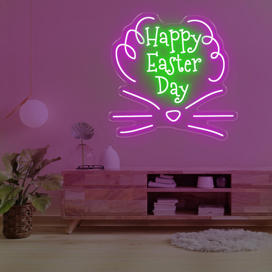 Happy Easter Day Bunny LED Neon Sign