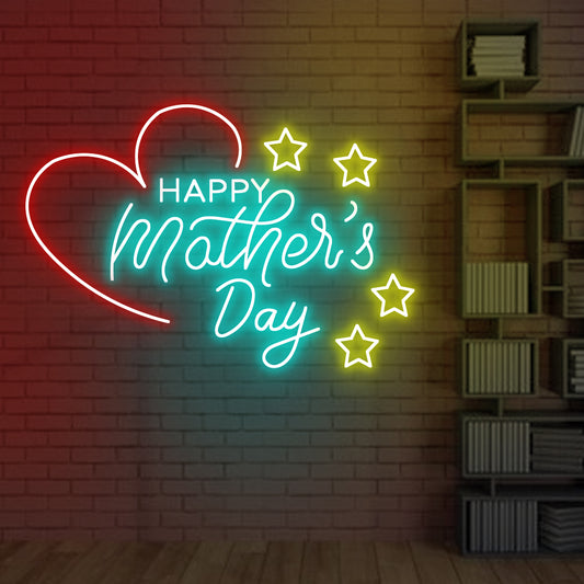 Happy Mother's Day and Heart Neon Sign