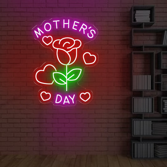 Mother's Day with Rose LED Neon Sign