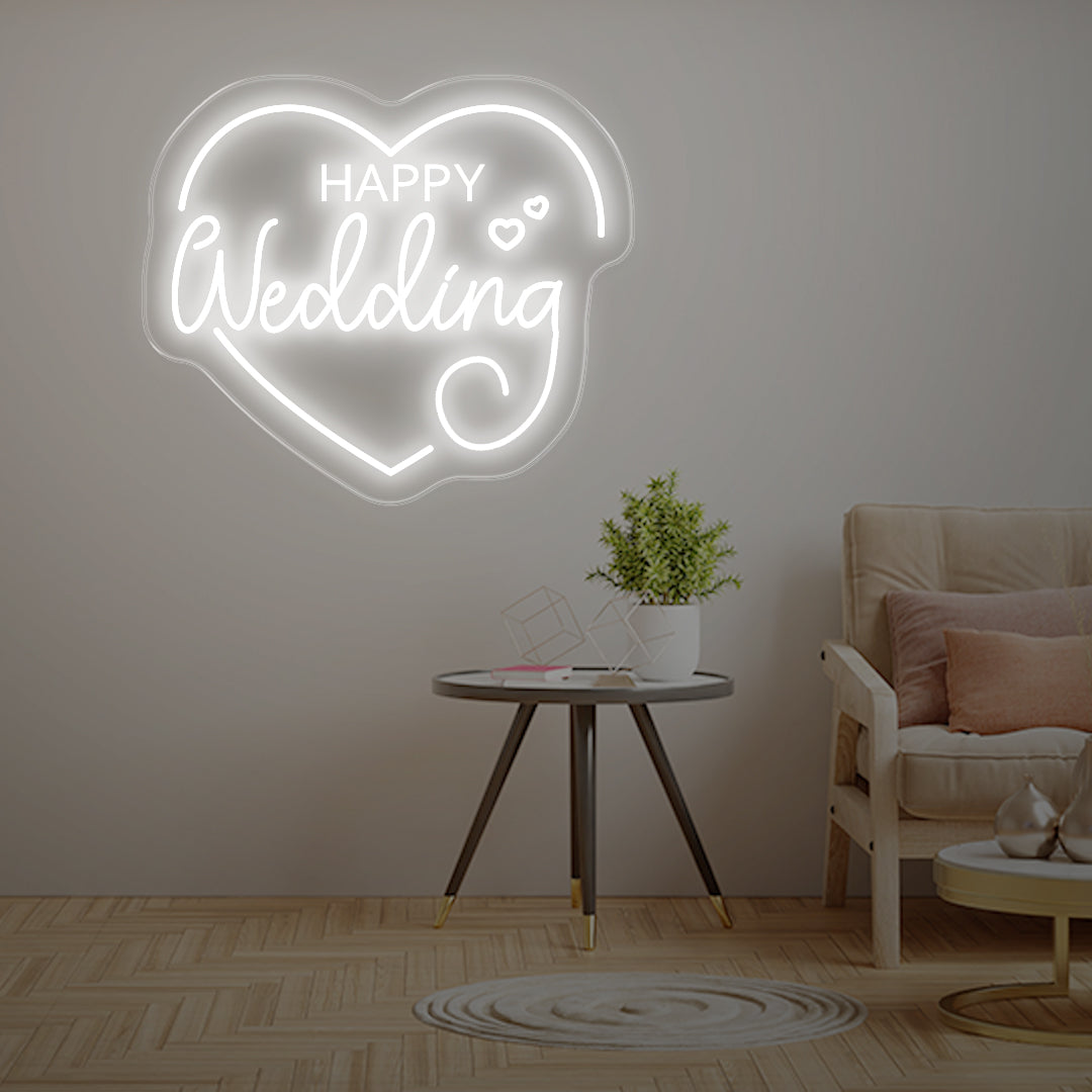 Happy Wedding LED Neon Sign