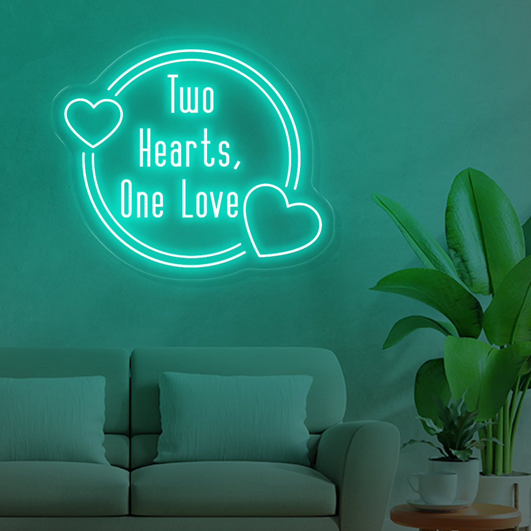 Two Hearts, One Love Neon Sign