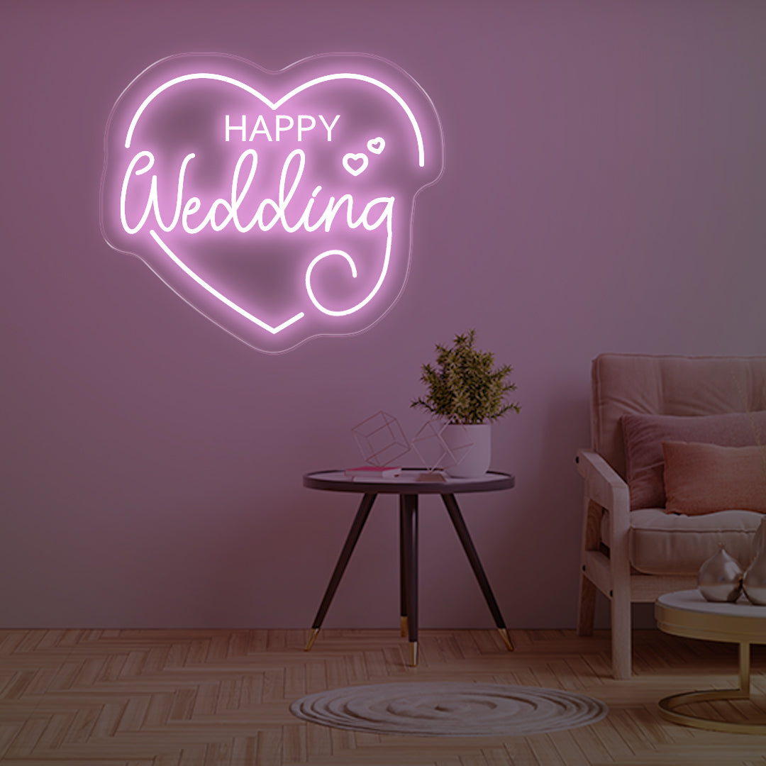 Happy Wedding LED Neon Sign