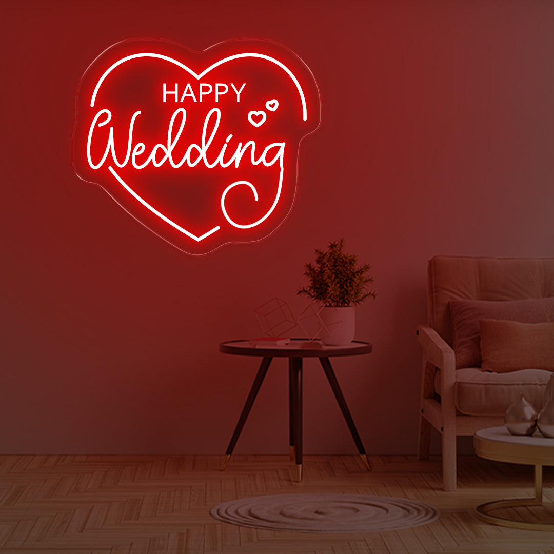 Happy Wedding LED Neon Sign