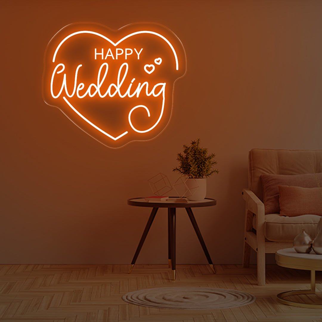 Happy Wedding LED Neon Sign