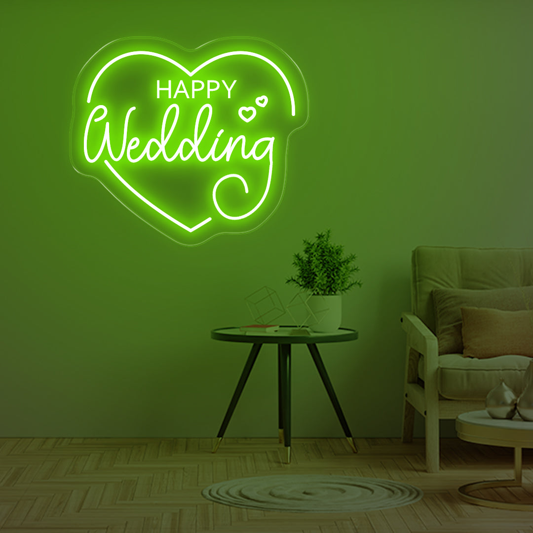 Happy Wedding LED Neon Sign