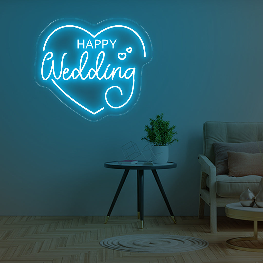 Happy Wedding LED Neon Sign