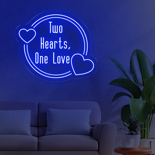 Two Hearts, One Love Neon Sign