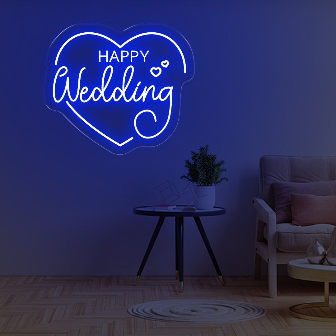 Happy Wedding LED Neon Sign