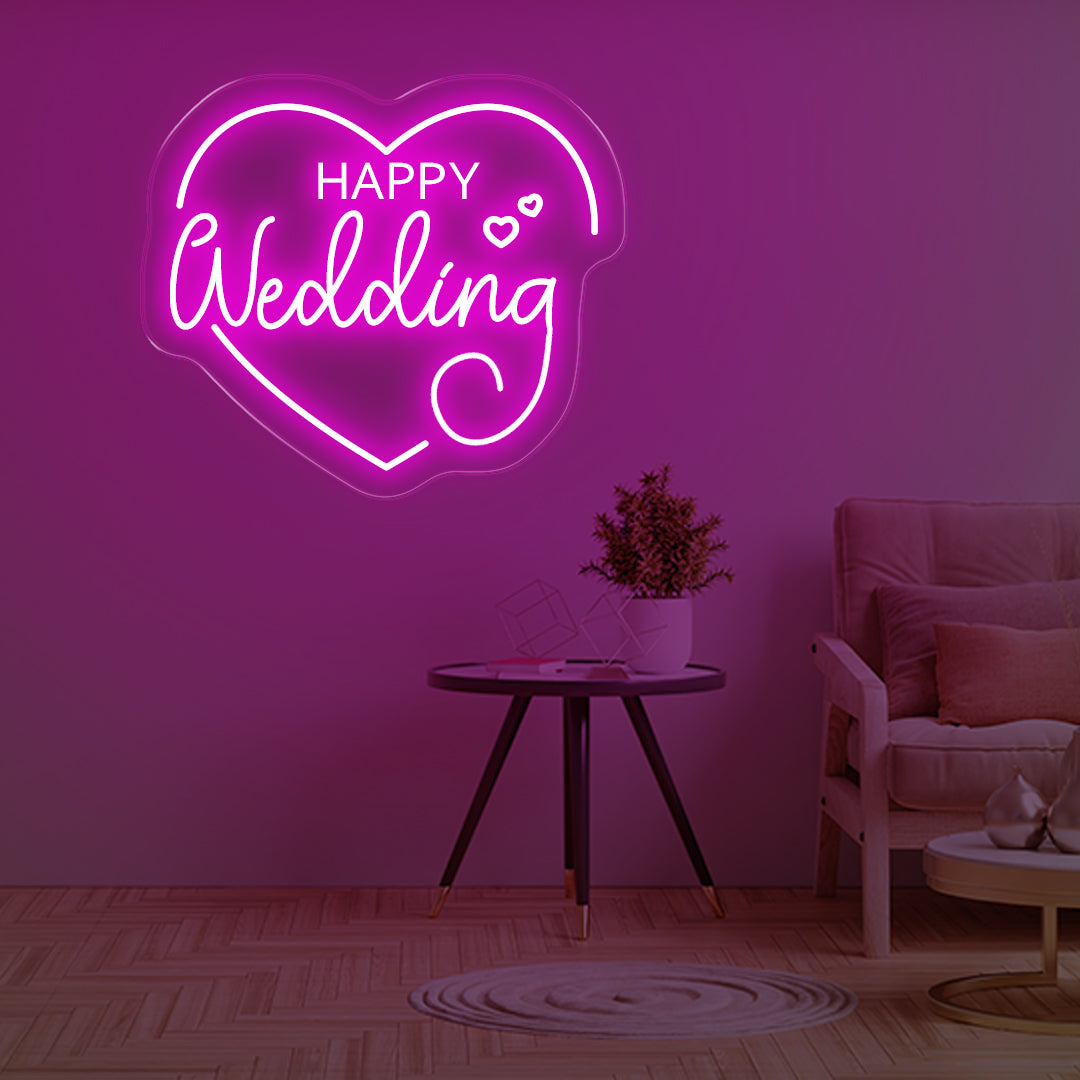 Happy Wedding LED Neon Sign