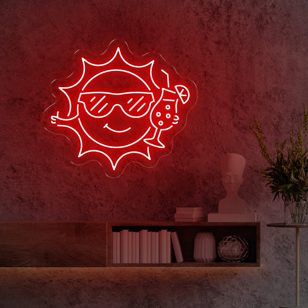 Sun Magic Neon Cartoon Sun LED Neon Sign – Sip & Shine Vibes