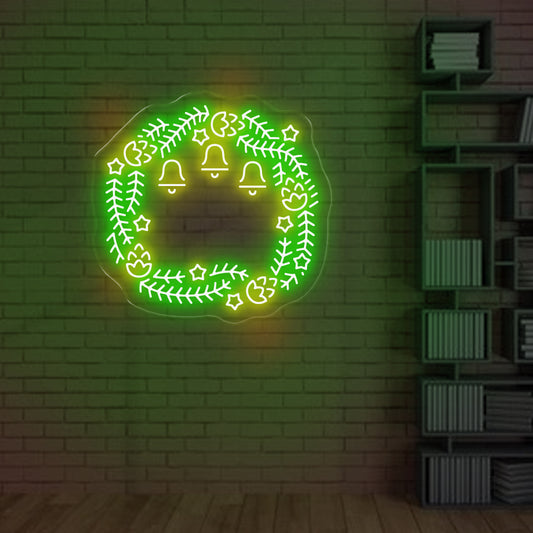 Christmas Wreath with Bells - LED NEON SIGN