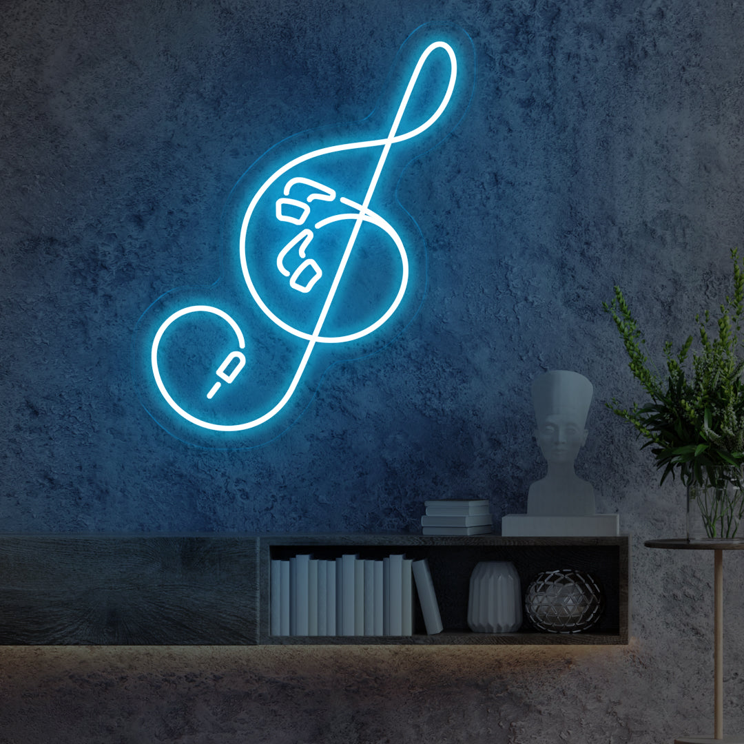 Clef Neon Sign Light Blue