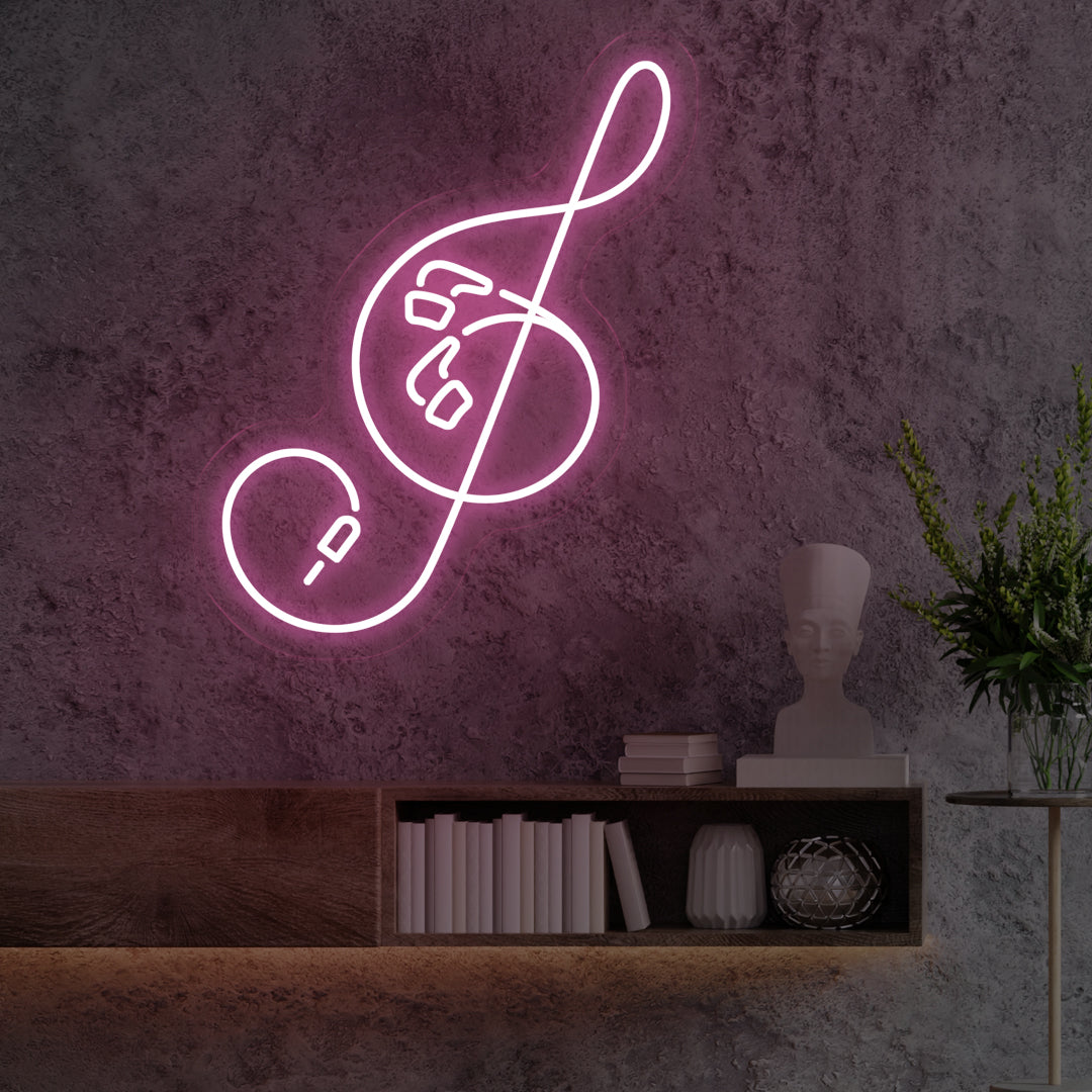 Clef Neon Sign Pink