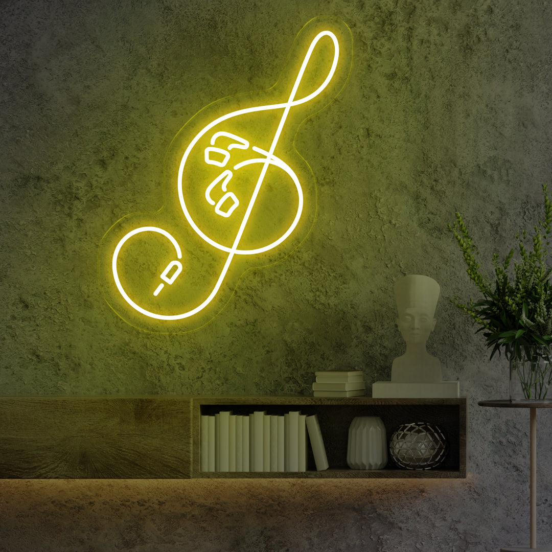 Clef Neon Sign Yellow