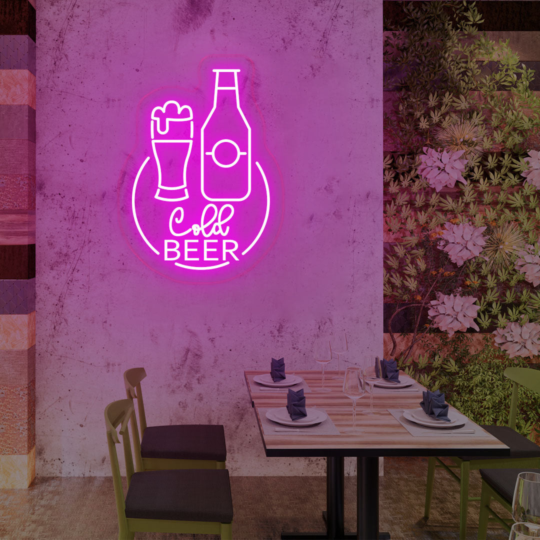 Beer Glass Led Sign Cold Beer LED Neon Sign – Glowing Vibes