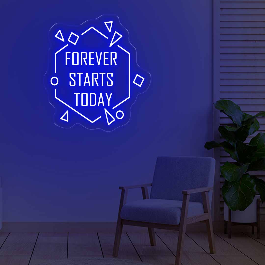 Forever Starts Today Neon Signs Dark Blue
