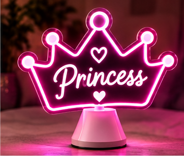 Portable Princess LED neon sign for a personalised celebration